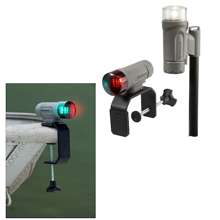 Attwood Portable Navigation Light Kit-C-Clamp, Screw Down or Adhesive Pad-Gray 14194-7